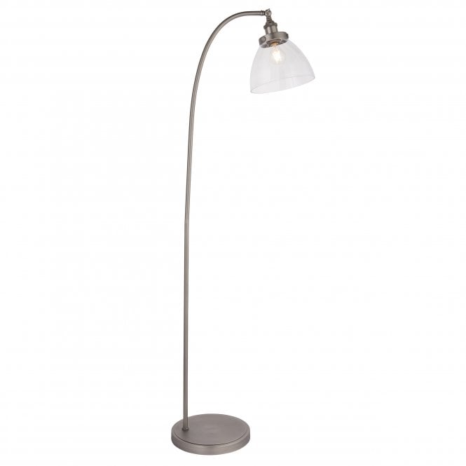 Endon Lighting Endon Lighting Hansen Single Light Floor Lamp - Brushed Silver Paint & Clear Glass