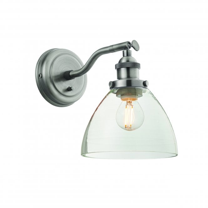 Endon Lighting Endon Lighting Hansen Single Light Wall Light - Brushed Silver Paint & Clear Glass