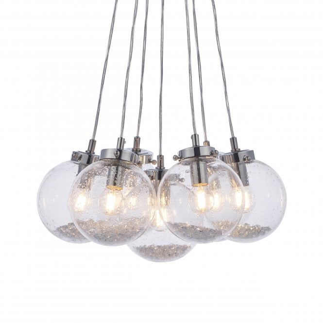 Endon Lighting Endon Lighting Harbour 7 Light Pendant - Chrome Plate & Clear Bubble Glass