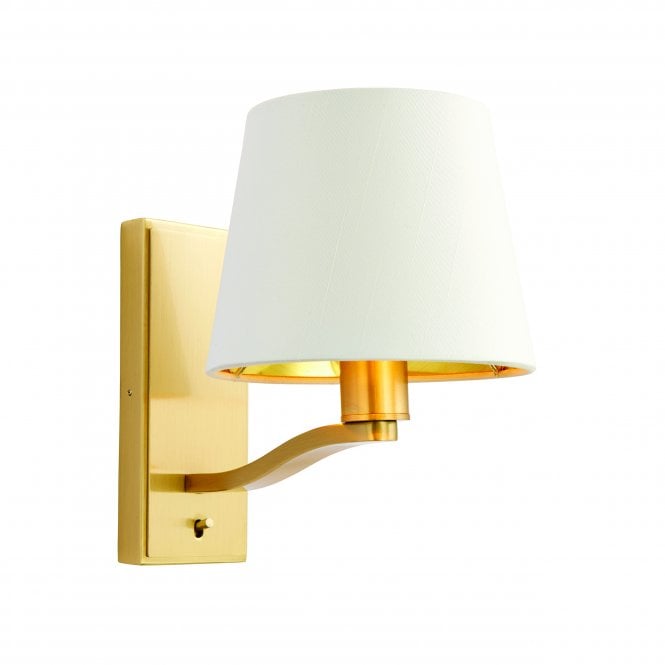 Endon Lighting Endon Lighting Harvey Single Light Wall Fitting - Brushed Gold & Vintage White Faux Silk