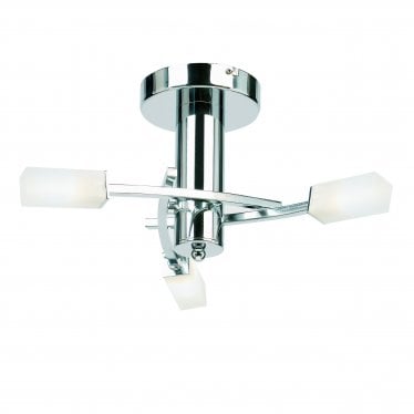 Havana 3 Light Semi Flush Fitting  - Chrome Plate & Frosted Glass