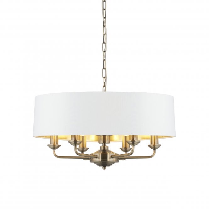 Endon Lighting Endon Lighting Highclere 6 Light Pendant - Antique Brass & Vintage White