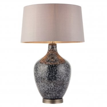 Ilsa Single Light Table Lamp - Grey & Silver Black Painted Glass & Matt Nickel Plate