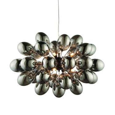 Infinity 8 Light Pendant - Black Chrome Plate & Smoked Mirror Glass