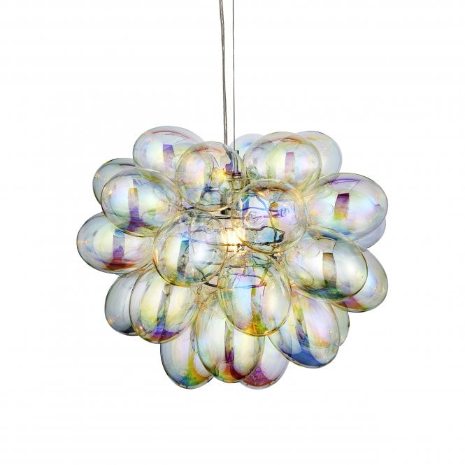 Endon Lighting Endon Lighting Infinity Single Light Pendant - Chrome Plate & Iridescent Glass