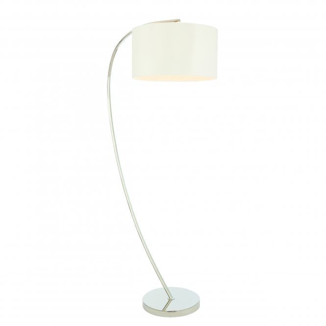 Endon Lighting Endon Lighting Josephine Single Light Floor Lamp - Bright Nickel Plate & Vintage White Fabric