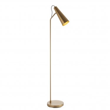 Karna New Single Floor Light - Warm Antique Brass Plate