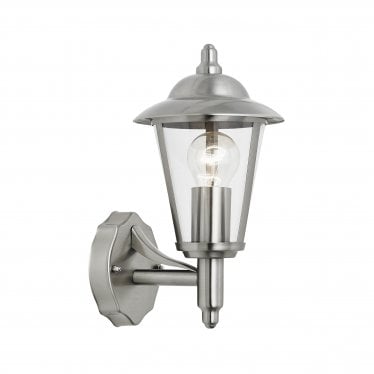 Klien Single Light Up Wall Light - Polished Stainless Steel & Clear Pc