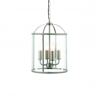 Lambeth 4 Light Pendant - Satin Nickel Plate & Clear Glass