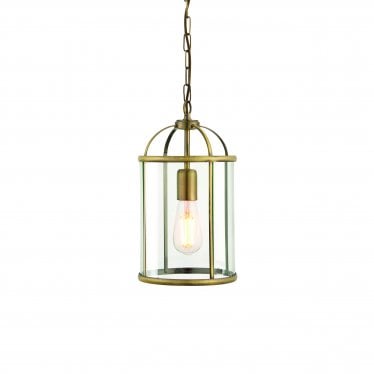 Lambeth Single Light Pendant - Antique Brass Plate & Clear Glass