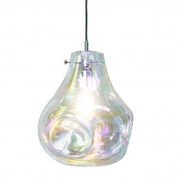 Lava Single Light Pendant - Iridescent Glass & Chrome Plate