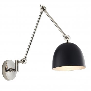 Lehal Single Light Wall Light - Polished Nickel Plate & Matt Black