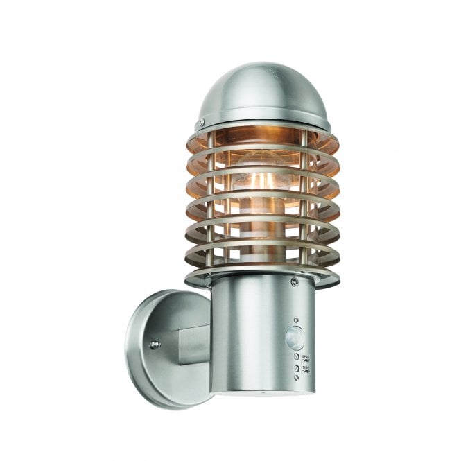 Endon Lighting Endon Lighting Louvre Pir Single Light Wall Light - Brushed Stainless Steel & Clear Pc