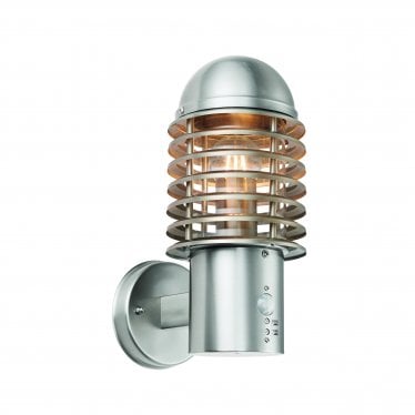 Louvre Pir Single Light Wall Light - Brushed Stainless Steel & Clear Pc