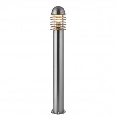 Louvre Single Light Bollard - Polished Stainless Steel & Clear Pc