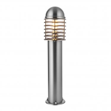 Louvre Single Light Post Light - Polished Stainless Steel & Clear Pc