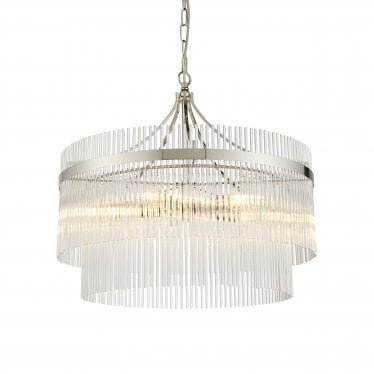 Marietta 5 Light Pendant - Bright Nickel Plate & Clear Glass