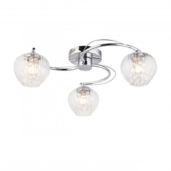 Endon Lighting Endon Lighting Mesmer 3 Light Semi Flush - Clear Ribbed Glass