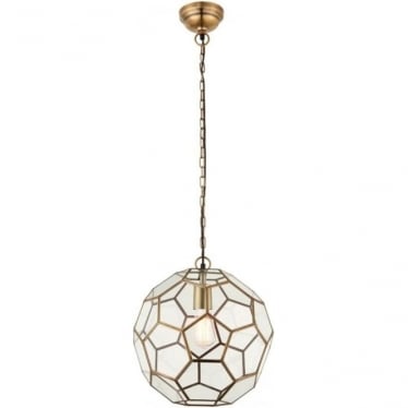 Miele Single Light Pendant - Antique Brass Plate & Clear Glass