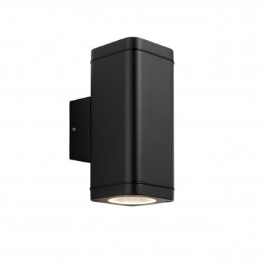 Milton 2 Light Wall - Textured Black & Clear Glass