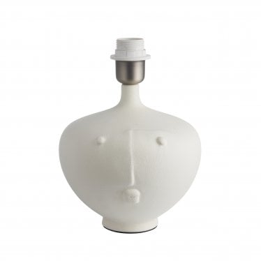 Mrs Single Light Table Lamp Base -  Matt White Ceramic & Brushed Chrome Plate - Base Only