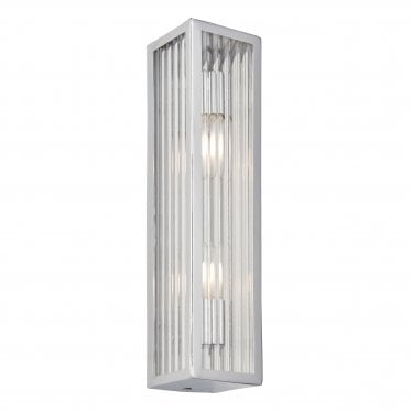 Newham 2 Light Wall - Chrome Plate & Clear Ribbed Glass