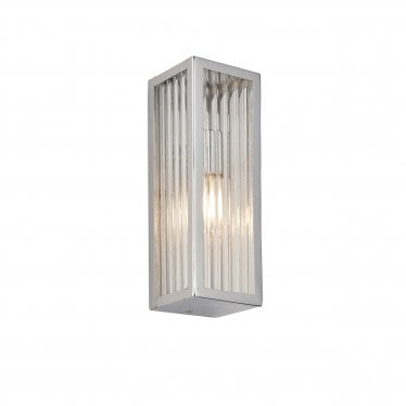 Newham Single Light Wall - Chrome Plate & Clear Ribbed Glass