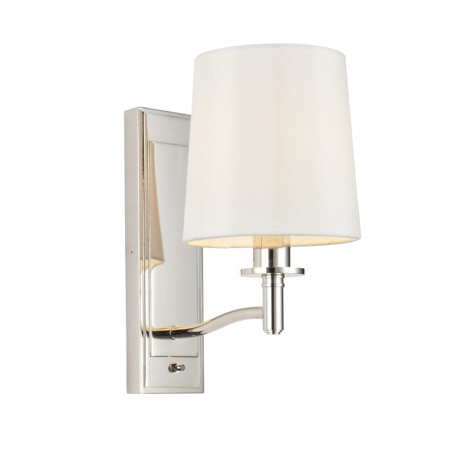 Endon Lighting Endon Lighting Ortona Single Light Wall -  Bright Nickel Plate & Vintage White Fabric