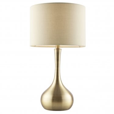 Piccadilly Single Light Table Lamp - Soft Brass Plate & Taupe Fabric