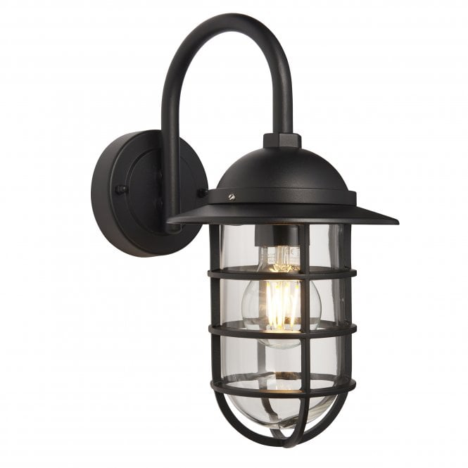 Endon Lighting Endon Lighting Port Single Light Wall -  Textured Black & Clear Glass