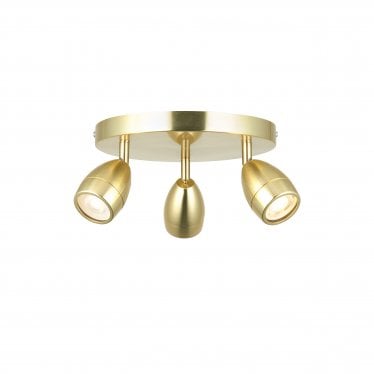 Porto 3 Light Round Spotlight - Satin Brushed Gold