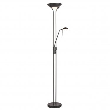 Rome 2 Light Floor Lamp - Matt Black & Opal Glass