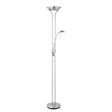 Rome Single Light Floor Lamp - Satin Chrome Plate & Opal Glass