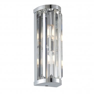 Shimmer 2 Light Wall Light - Chrome Plate & Clear Crystal Ip44