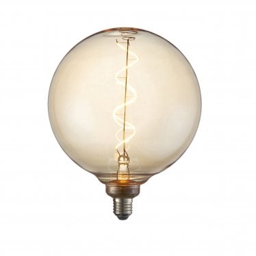 Spiral XL E27 LED 4W Globe Filament Bulb - 2000K - Non-Dimmable - Amber Glass