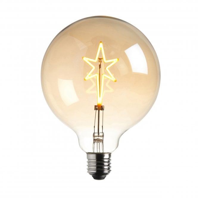 Endon Lighting Endon Lighting Star Single E27 LED 2W Bulb - 2000K - Non-Dimmable - Amber Lustre Glass