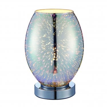 Stellar Single Light Table Lamp - Chrome Holographic Glass & Chrome Plate