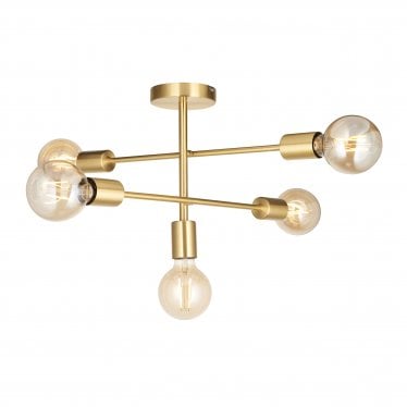 Studio 5 Light Semi Flush - Brushed Brass