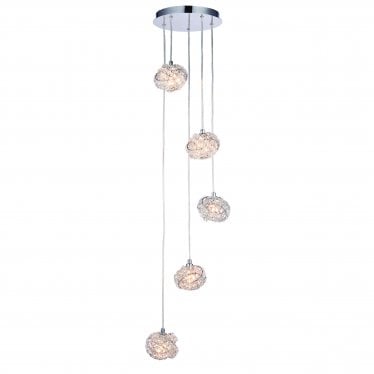 Talia 5 Light Pendant - Chrome Plate & Clear Crystal