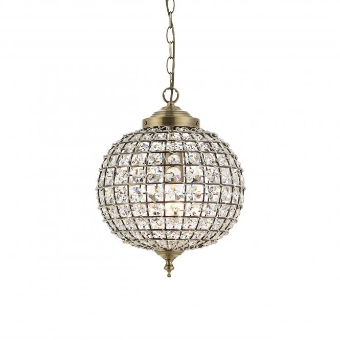 Endon Lighting Endon Lighting Tanaro Single Light Pendant - Antique Brass Plate & Clear Glass