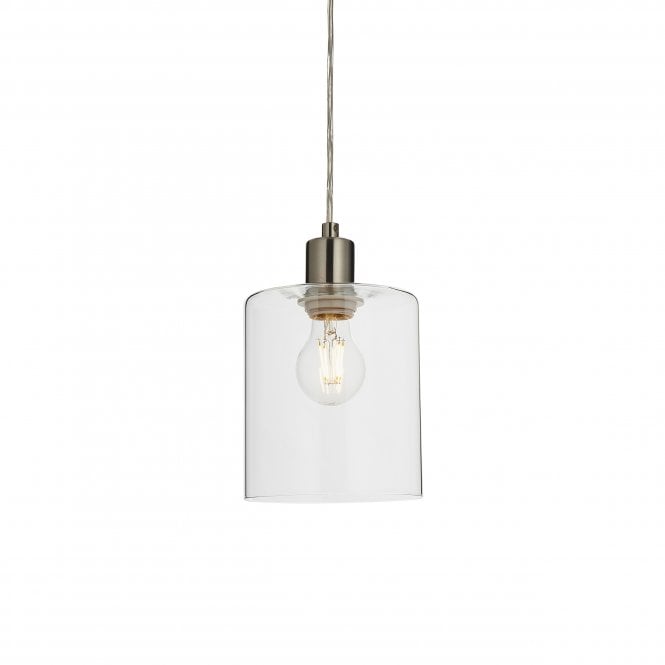 Endon Lighting Endon Lighting Toledo Single Light Pendant - Brushed Nickel Plate & Clear Glass