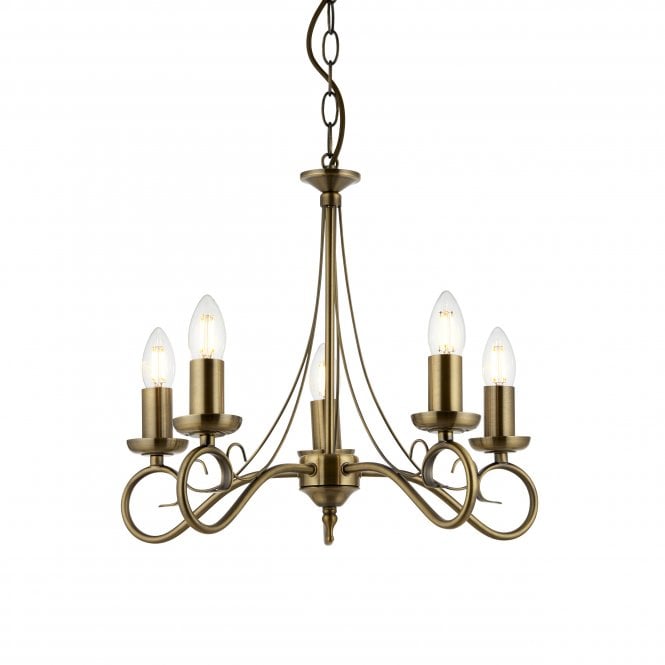 Endon Lighting Endon Lighting Trafford 5 Light Pendant - Antique Brass Plate