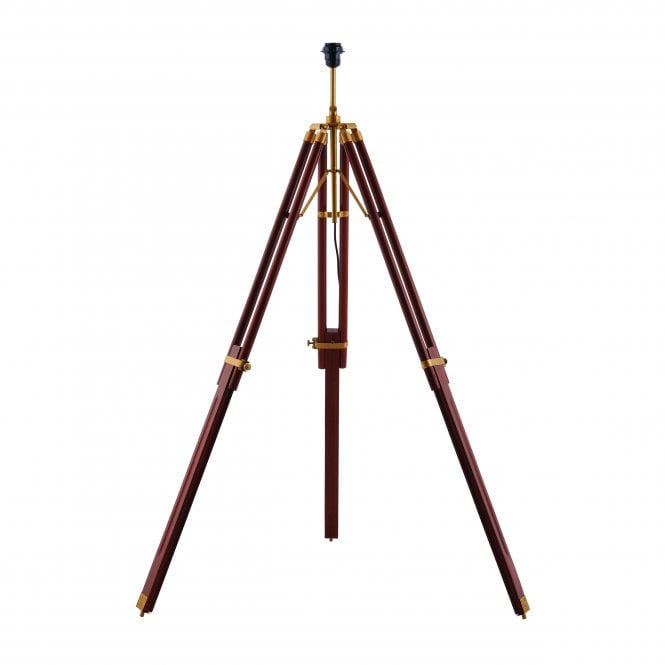 Endon Lighting Endon Lighting Tripod Single Light Floor Lamp Base - Sheesham Wood & Solid Brass - Base Only