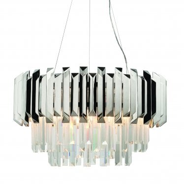 Valetta 6 Light Pendant - Clear Crystal & Polished Stainless Steel