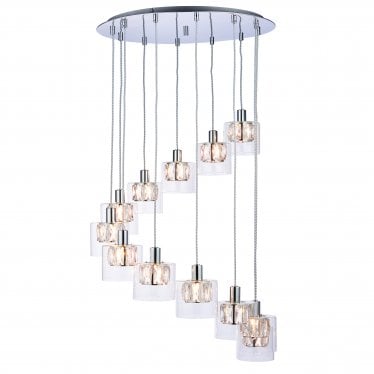 Verina 12 Light Pendant  - Chrome Plate & Clear Glass