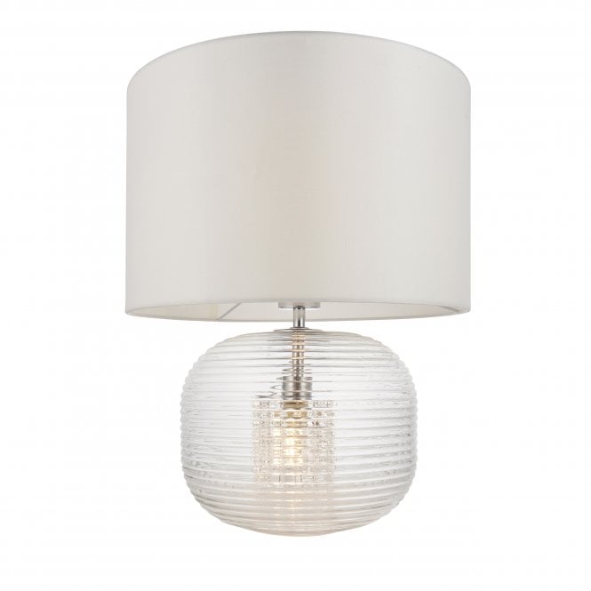 Endon Lighting Endon Lighting Westcombe 2 Light Table Lamp -  Ribbed Bubble Glass & Vintage White Fabric