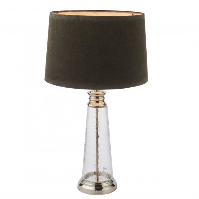 Endon Lighting Endon Lighting Winslet Single Light Table Lamp - Clear Hammered Glass & Grey & Silver Velvet