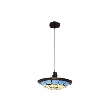 Althorne Single Pendant - 35cm Tiffany Shade - Rich Blue