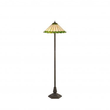 Amberley 2 Light Octagonal Floor Lamp - 40cm Tiffany Shade - Green & Cream