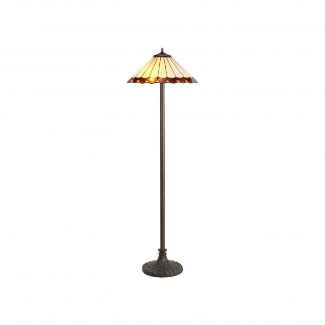 Fabula Fabula Amberley 2 Light Stepped Design Floor Lamp - 40cm Tiffany Shade - Amber & Cream